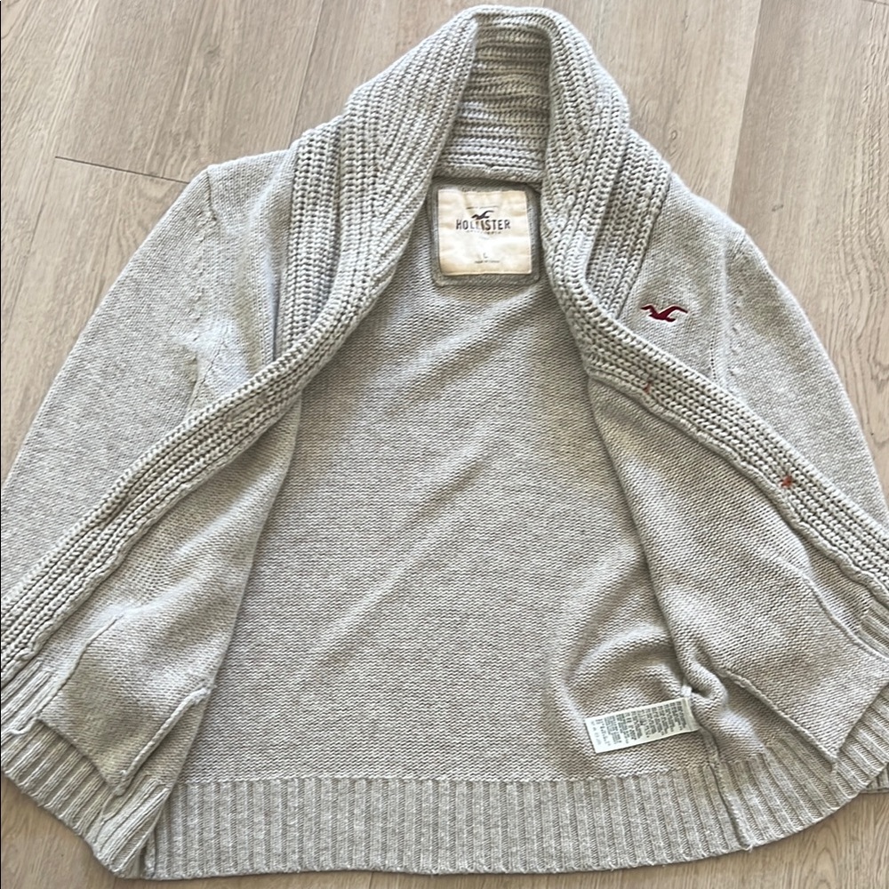 Hollister Wool Blend Gray Shawl Collar Cardigan Size Youth L - Picture 5 of 6